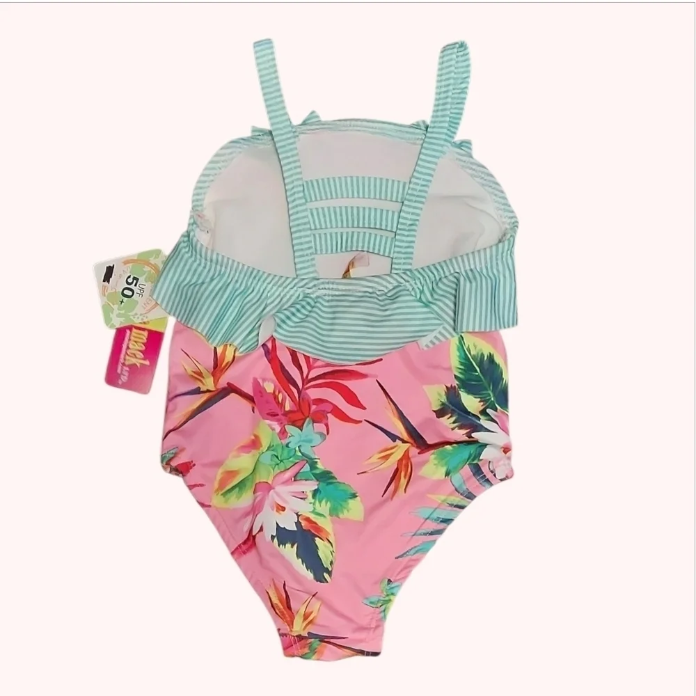 NWT Penelope Mack Pink Floral Kids Swim One Piece